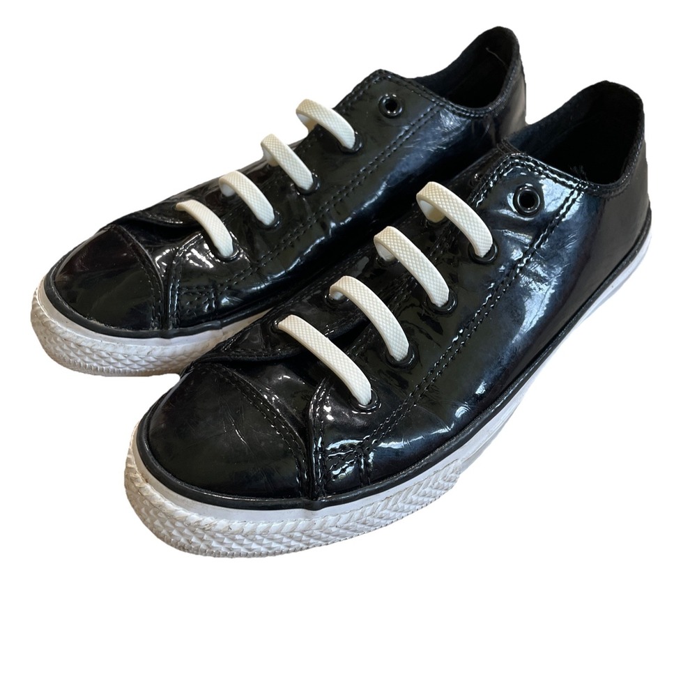 Converse Chuck Taylor All Star Low Black Patent Leather Shoe Mens 3, Womens 5